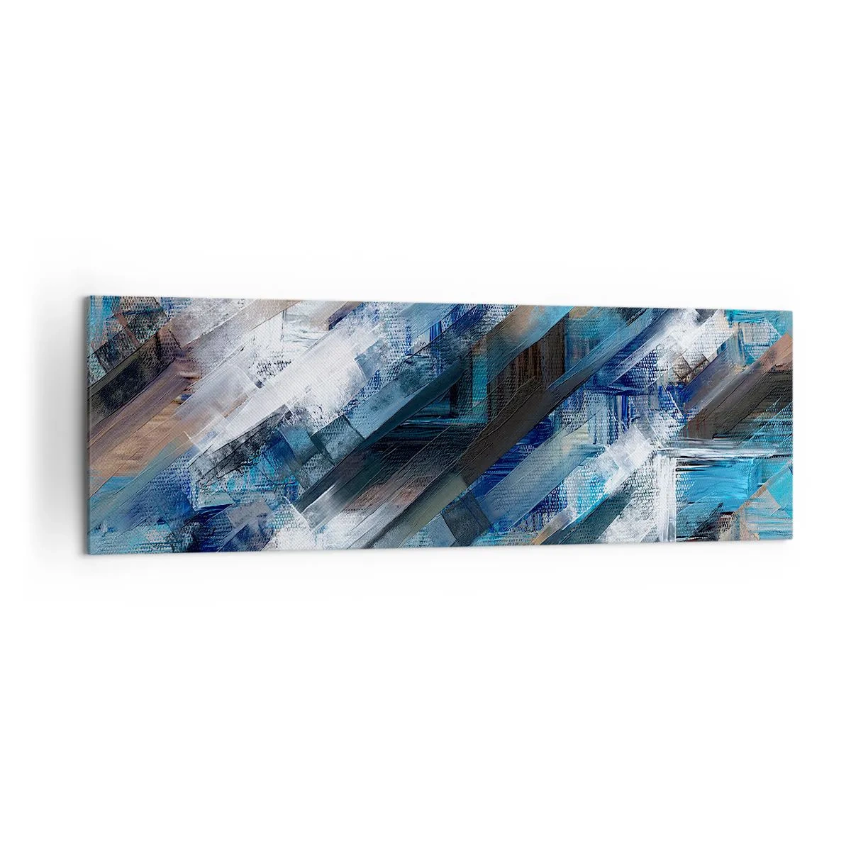 Quadro su tela - Stampe su Tela - Composizione astratta con linee diagonali blu - 160x50cm - Sulla diagonale blu - Decorazione murale moderna per soggiorno e camera da letto ARTTOR