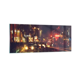 Quadro su vetro - Immersa nelle luci della notte - 100x40 cm