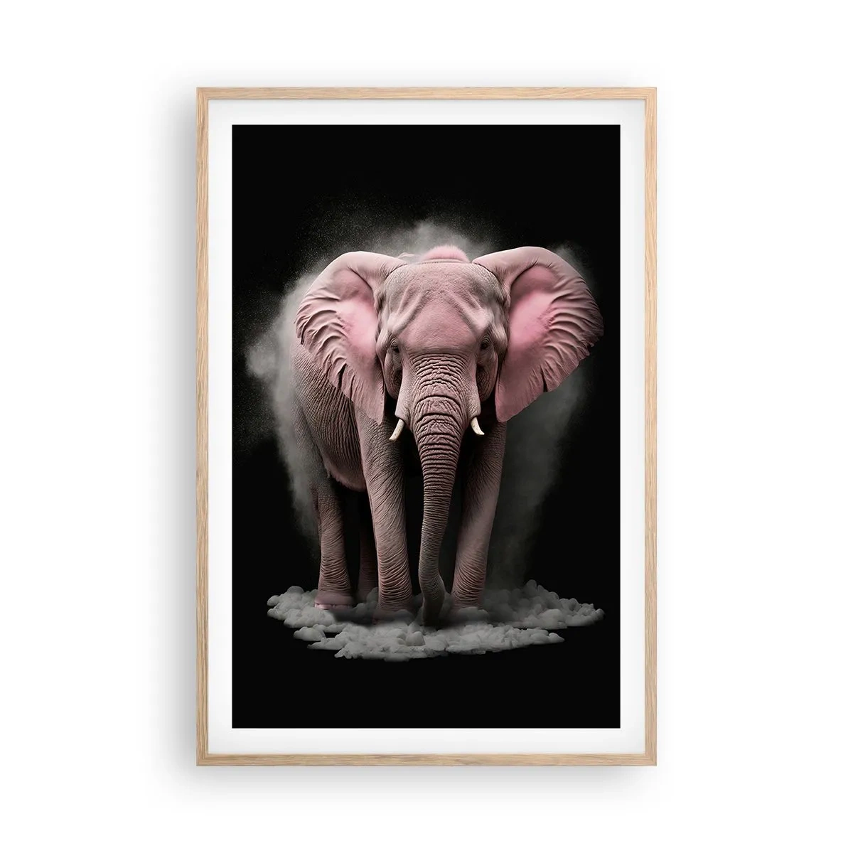 Poster in cornice rovere chiaro - Non pensare all'elefante rosa! - 61x91 cm