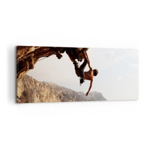 Quadro su tela - Stampe su Tela - Il mondo ristretto in una mano sul bordo del masso - 100x40 cm