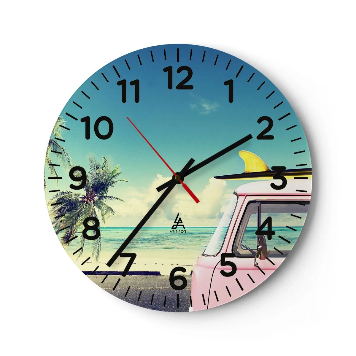 Orologio da parete - Orologio in Vetro - Tempo di vacanze - 30x30 cm