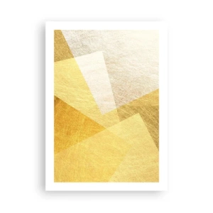 Poster - Astrazione geometrica dorata con effetto metallico - 50x70cm - La pace della geometria - Decorazione murale moderna per soggiorno e camera da letto ARTTOR