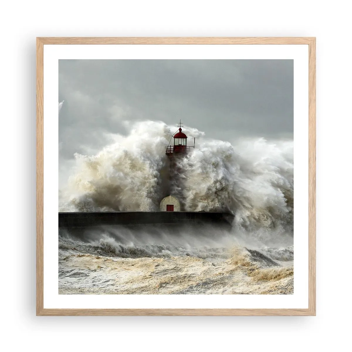Poster in cornice rovere chiaro - L'ira dell'oceano - 60x60 cm