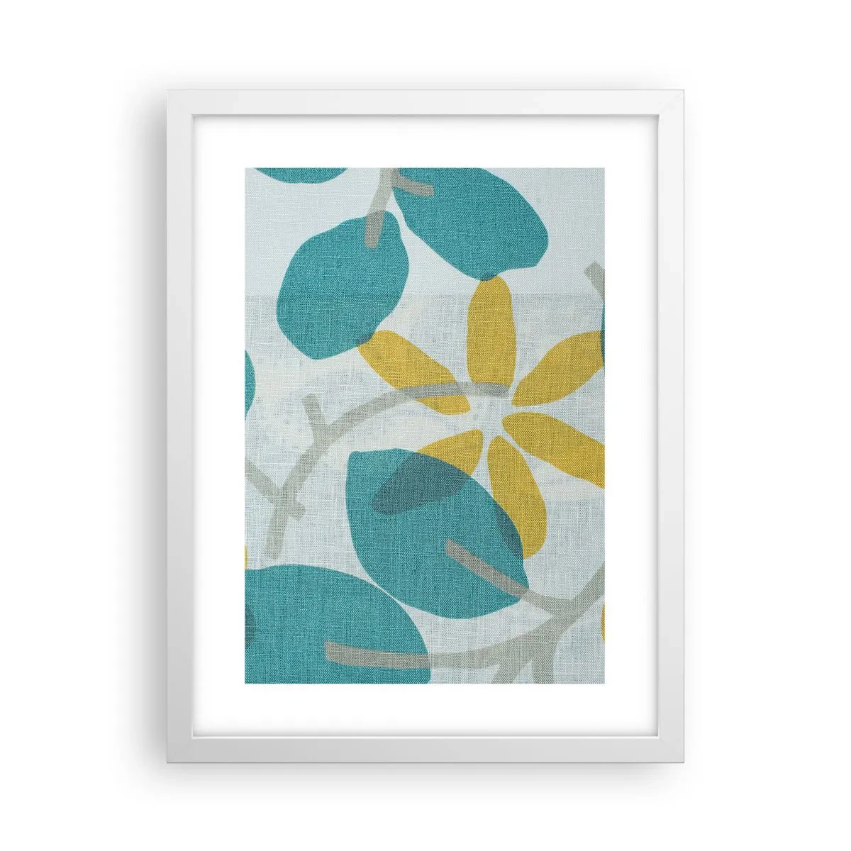Poster in cornice bianca - Tra le foglie azzurre - 30x40 cm