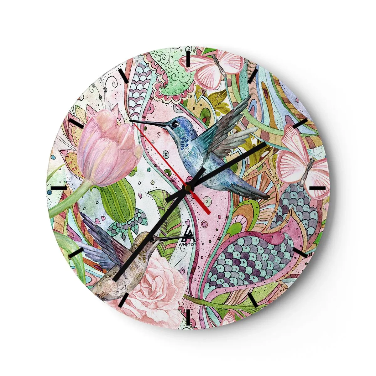 Orologio da parete - Orologio in Vetro - Intrecciate nei rami - 40x40 cm