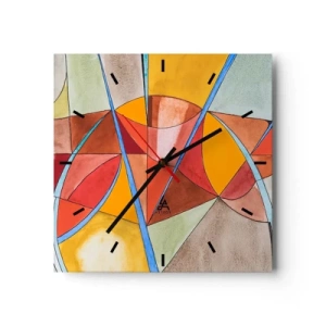 Orologio da parete - Orologio in Vetro - Una composizione astratta dai colori geometrici vivaci. - 30x30cm - Carosello, carosello dei sogni - Decorazione murale moderna per soggiorno e camera da letto ARTTOR