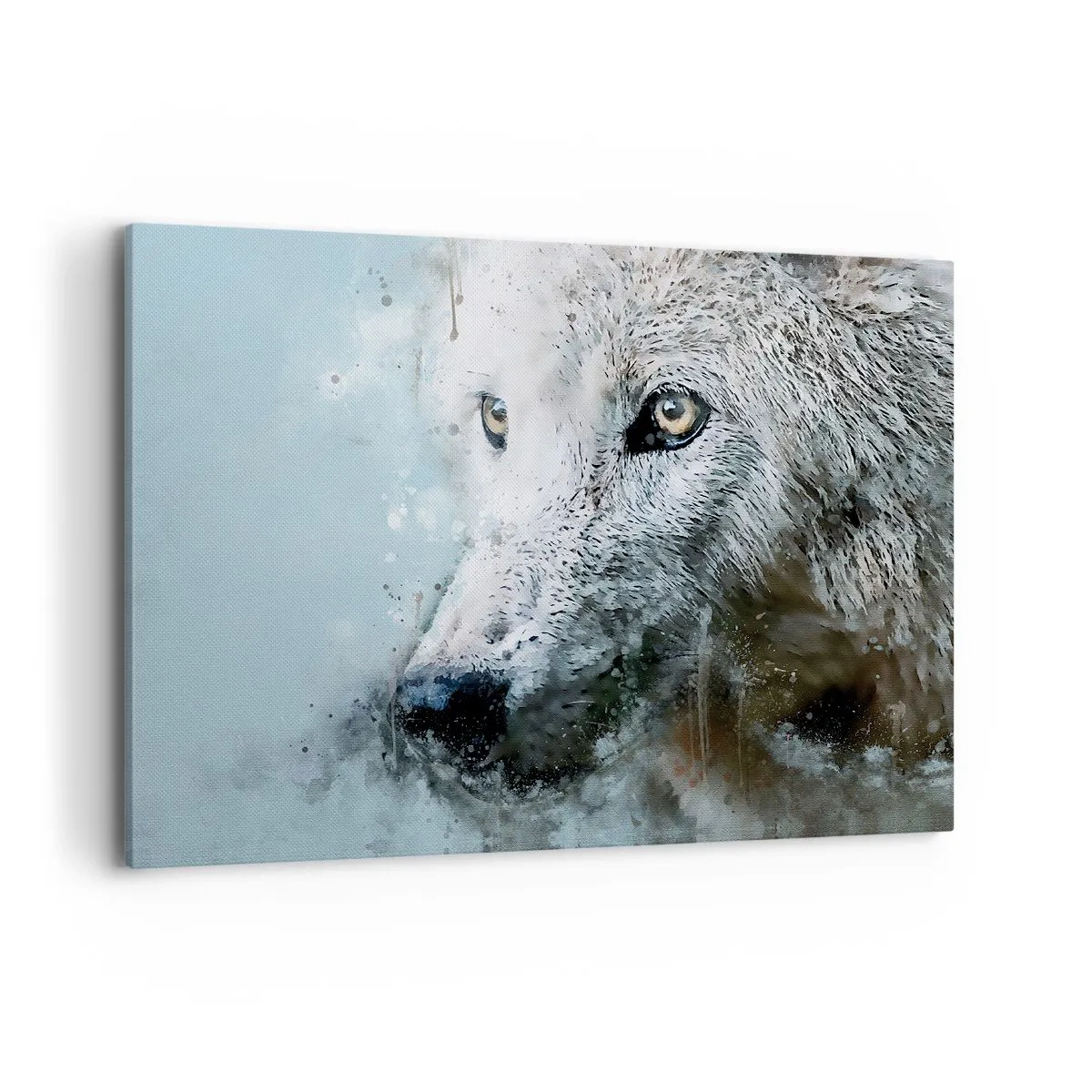 Quadro su tela - Stampe su Tela - Ritratto ad acquerello di un lupo - 100x70cm - Scopri l'anima del lupo - Decorazione murale moderna per soggiorno e camera da letto ARTTOR