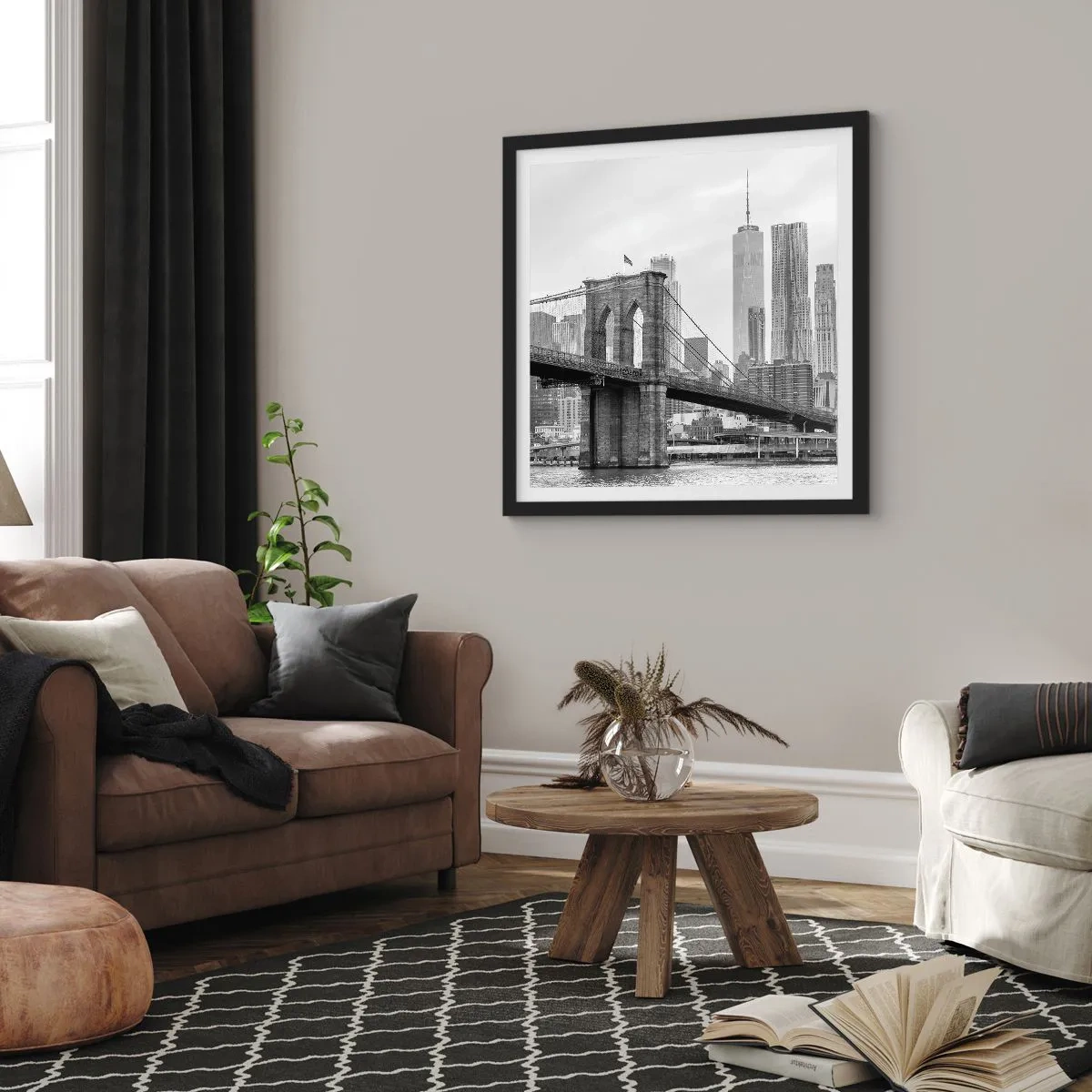 Poster in cornice nera - Atmosfera di New York - 50x50 cm