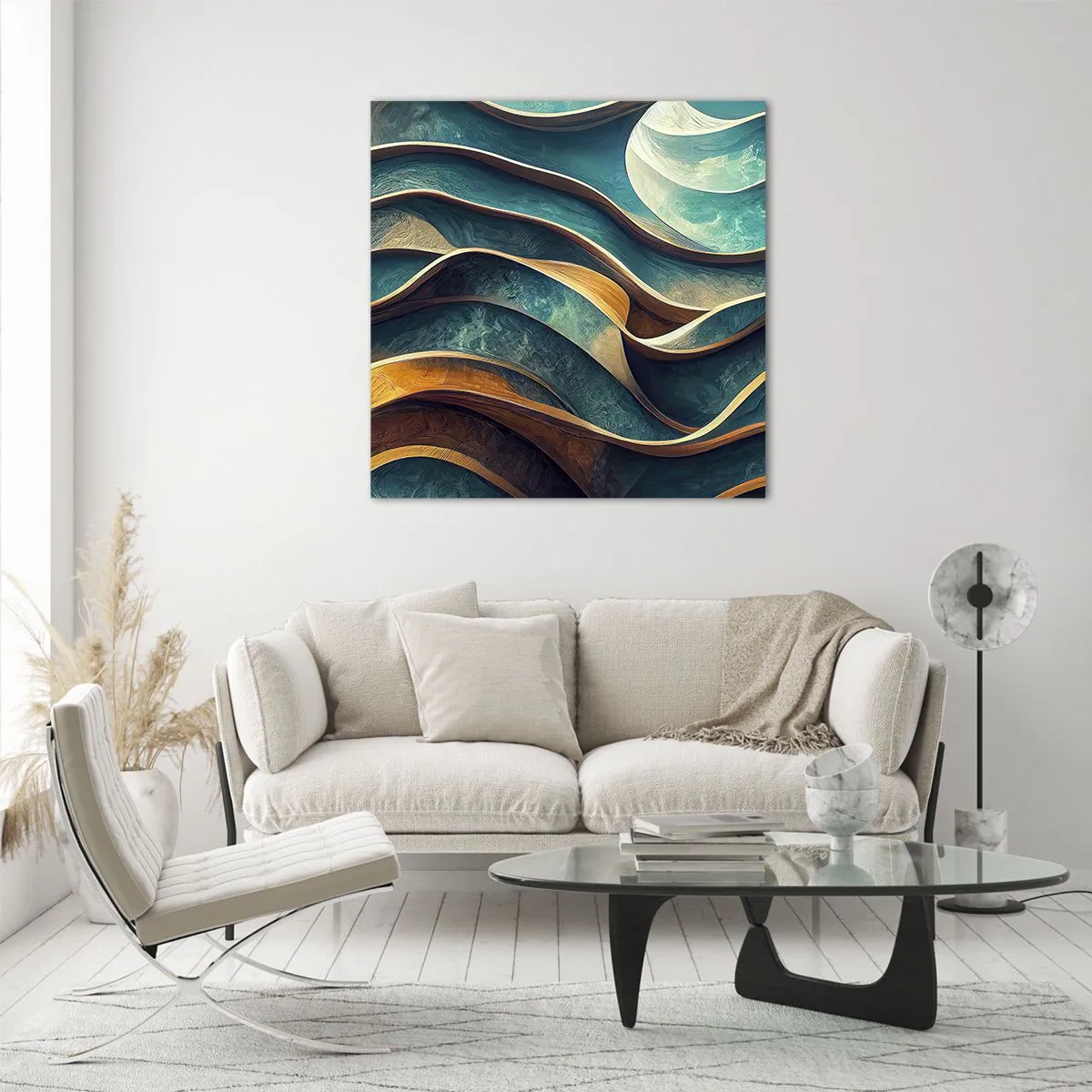 Quadro su vetro - I meandri del blu - 50x50 cm