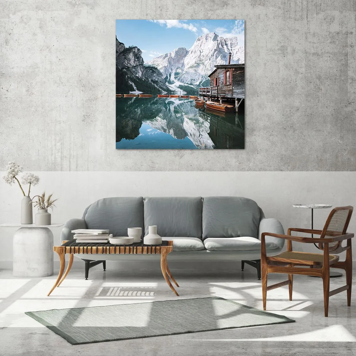 Quadro su vetro - Mattina cristallina sui monti - 70x70 cm