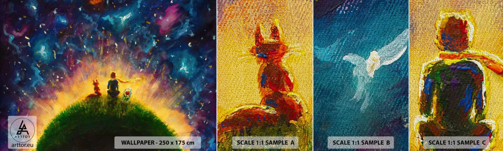 Campione di Fotomurale Premium Sand - Amore e amicizia: l'intero mondo - Per bambini, Amicizia, Astrazione - 100x30 cm