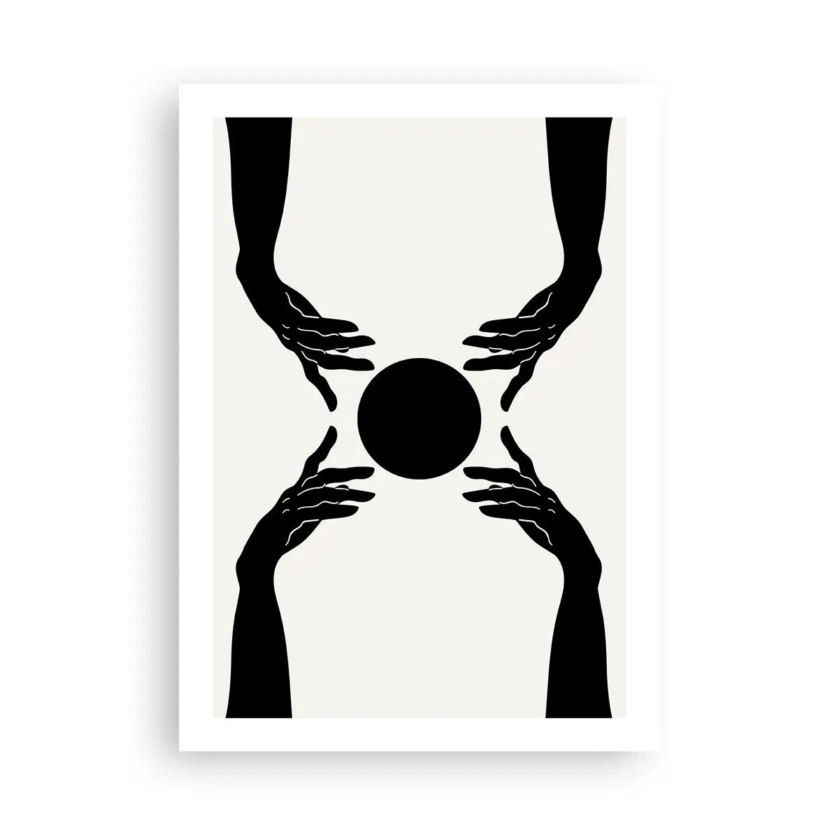 Poster - Grafica in bianco e nero di una mano con una palla - 50x70cm - Segno misterioso - Decorazione murale moderna per soggiorno e camera da letto ARTTOR