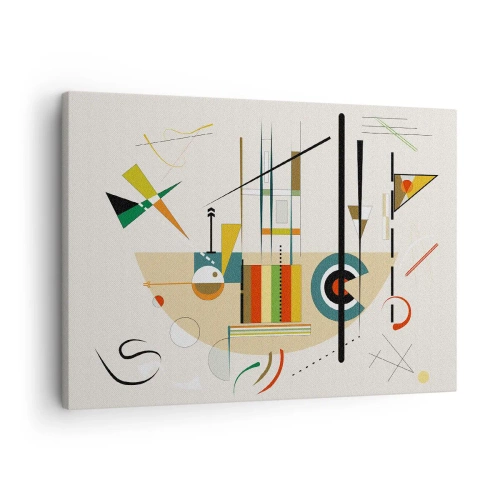 Quadro su tela - Stampe su Tela - Astrazione colorata con forme geometriche - 70x50cm - E il mondo ride - Decorazione murale moderna per soggiorno e camera da letto ARTTOR