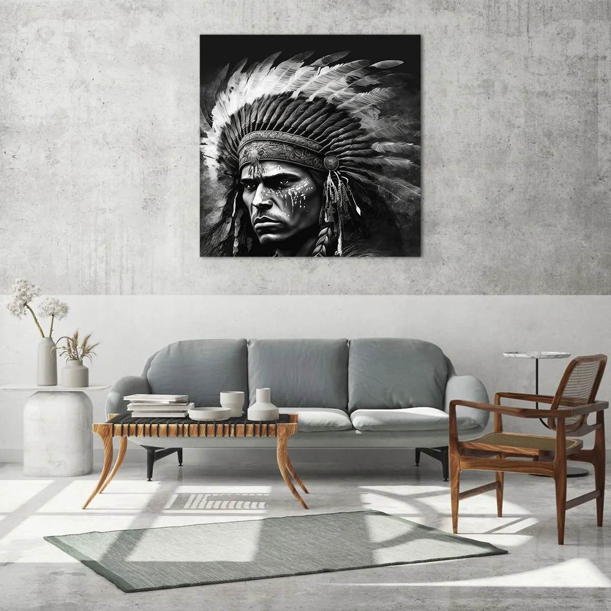 Quadro su vetro - Capo e guerriero - 40x40 cm