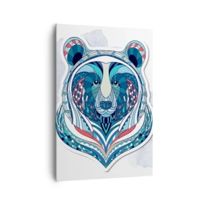 Quadro su tela - Stampe su Tela - Orso geometrico nei toni del blu e del rosso - 70x100cm - Evviva la Groenlandia! - Decorazione murale moderna per soggiorno e camera da letto ARTTOR