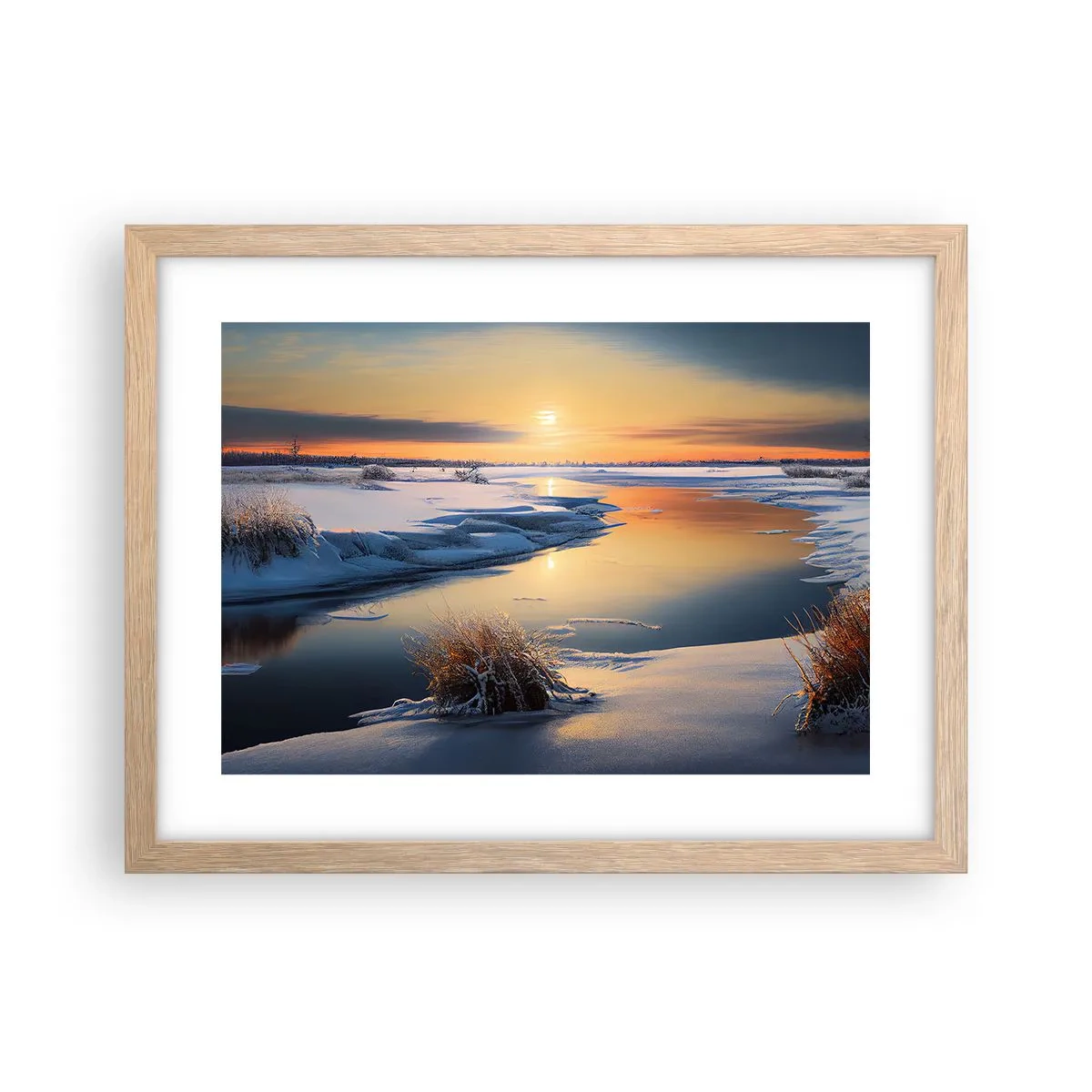 Poster in cornice rovere chiaro - Tramonto invernale - 40x30 cm