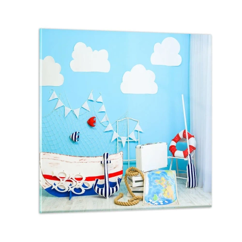 Quadro su vetro - La nostalgia delle avventure dei bambini - 70x70 cm