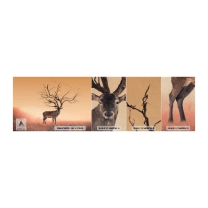 Campione di Fotomurale Premium Sand - L'Antico Cervo, eterno spirito del bosco - Astrazione, Cervo, Natura - 100x30 cm