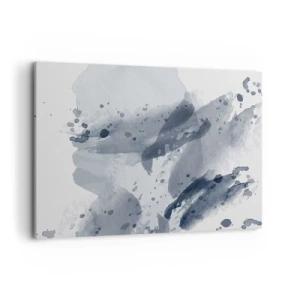 Quadro su tela - Stampe su Tela - Macchie astratte nelle tonalità del blu su uno sfondo chiaro - 100x70cm - Studio della natura dell'acqua - Decorazione murale moderna per soggiorno e camera da letto ARTTOR