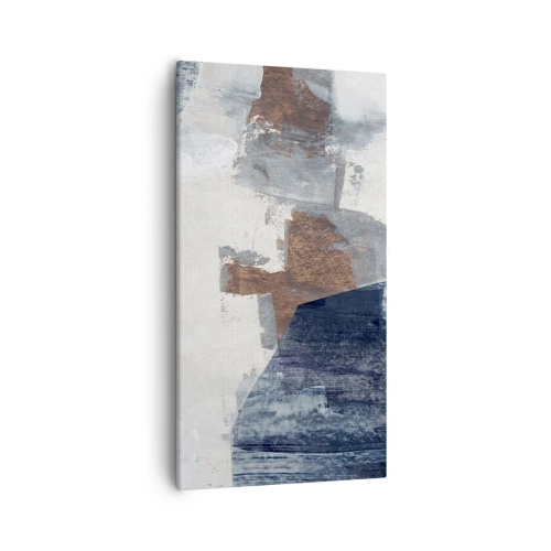 Quadro su tela - Stampe su Tela - Forme blu e marroni - 55x100 cm