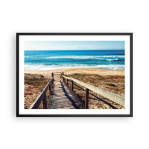 Poster in cornice nera - Sentiero in legno che conduce alla spiaggia - 70x50cm - Corri! - Decorazione murale moderna per soggiorno e camera da letto ARTTOR