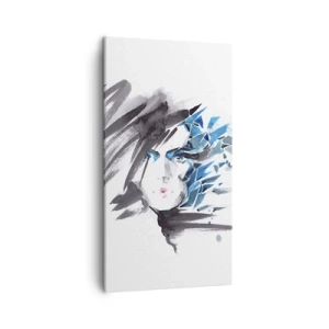 Quadro su tela - Stampe su Tela - Ritratto di sensualità in grigio e azzurro - 45x80 cm
