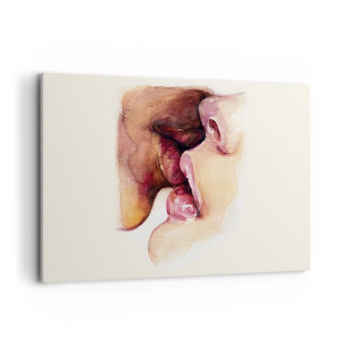 Quadro su tela - Stampe su Tela - Un dipinto ad acquerello raffigurante un primo piano di un volto - 120x80cm - Come notte e giorno, terra e cielo - Decorazione murale moderna per soggiorno e camera da letto ARTTOR