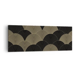 Quadro su tela - Stampe su Tela - Motivo Art Déco con semicerchi e linee dorate - 140x50cm - Unità nella molteplicità - Decorazione murale moderna per soggiorno e camera da letto ARTTOR