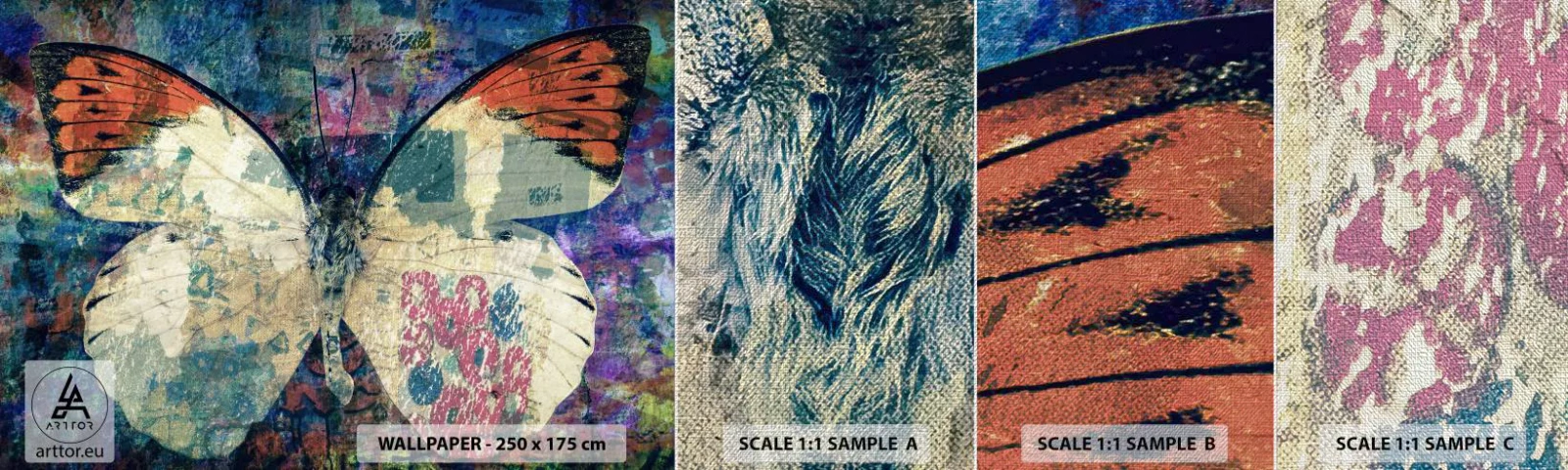 Campione di Fotomurale Premium Canvas - Delicata fragilità - Farfalla, Astrazione, Pezzo - 100x30 cm