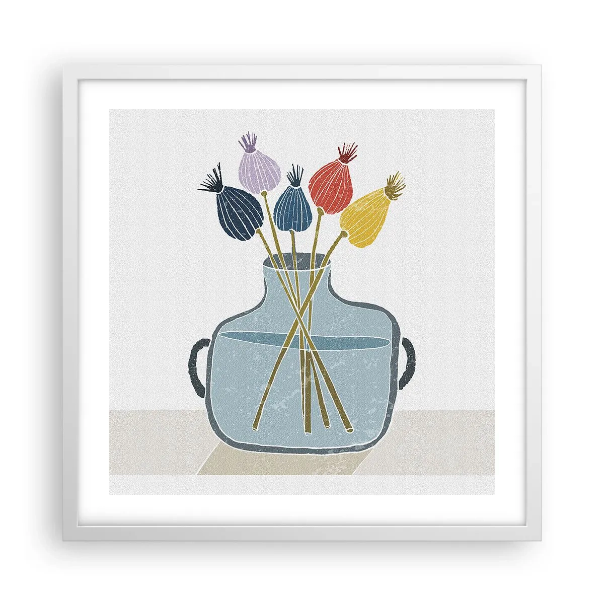 Poster in cornice bianca - Il silenzio dei papaveri - 50x50 cm