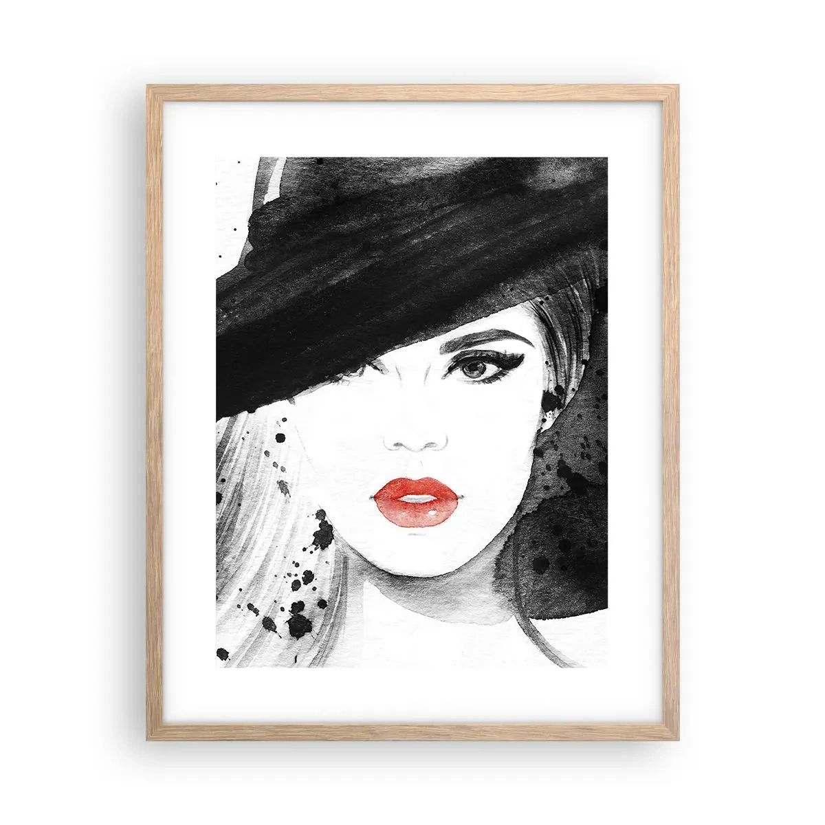 Poster in cornice rovere chiaro - Donna in nero - 40x50 cm