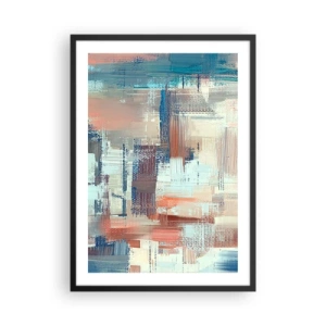 Poster in cornice nera - Una composizione astratta di pennellate dai colori caldi. - 50x70cm - Arrivando alla luce - Decorazione murale moderna per soggiorno e camera da letto ARTTOR