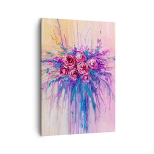 Quadro su tela - Stampe su Tela - Un mazzo di rose dai colori pastello - 50x70cm - Fontana rosa - Decorazione murale moderna per soggiorno e camera da letto ARTTOR