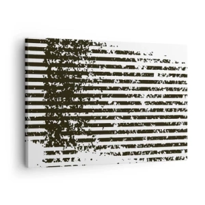 Quadro su tela - Stampe su Tela - Linee astratte con effetto invecchiato in bianco e nero - 70x50cm - Ritmo e rumore - Decorazione murale moderna per soggiorno e camera da letto ARTTOR