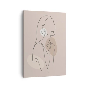 Quadro su tela - Stampe su Tela - Illustrazione minimalista di una donna con contorni su uno sfondo beige - 50x70cm - Icona di giovinezza - Decorazione murale moderna per soggiorno e camera da letto ARTTOR