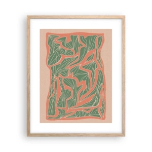 Poster in cornice rovere chiaro - La lotta tra il corallo e il verde - 40x50 cm