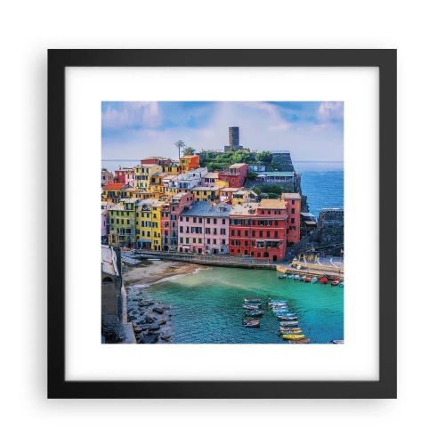 Poster in cornice nera - Magica cittadina mediterranea - 30x30 cm