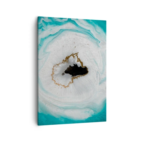 Quadro su tela - Stampe su Tela - Motivo geode astratto nelle tonalità del turchese, bianco e oro - 50x70cm - Penetrare all'interno - Decorazione murale moderna per soggiorno e camera da letto ARTTOR