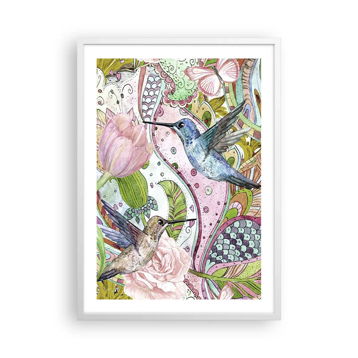 Poster in cornice bianca - Intrecciate nei rami - 50x70 cm