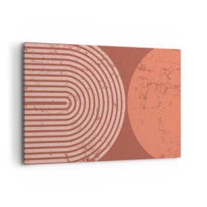 Quadro su tela - Stampe su Tela - Motivi geometrici nei toni del terracotta su sfondo vintage - 120x80cm - Rapporti stretti - Decorazione murale moderna per soggiorno e camera da letto ARTTOR