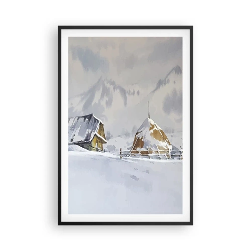 Poster in cornice nera - Nella valle innevata - 61x91 cm
