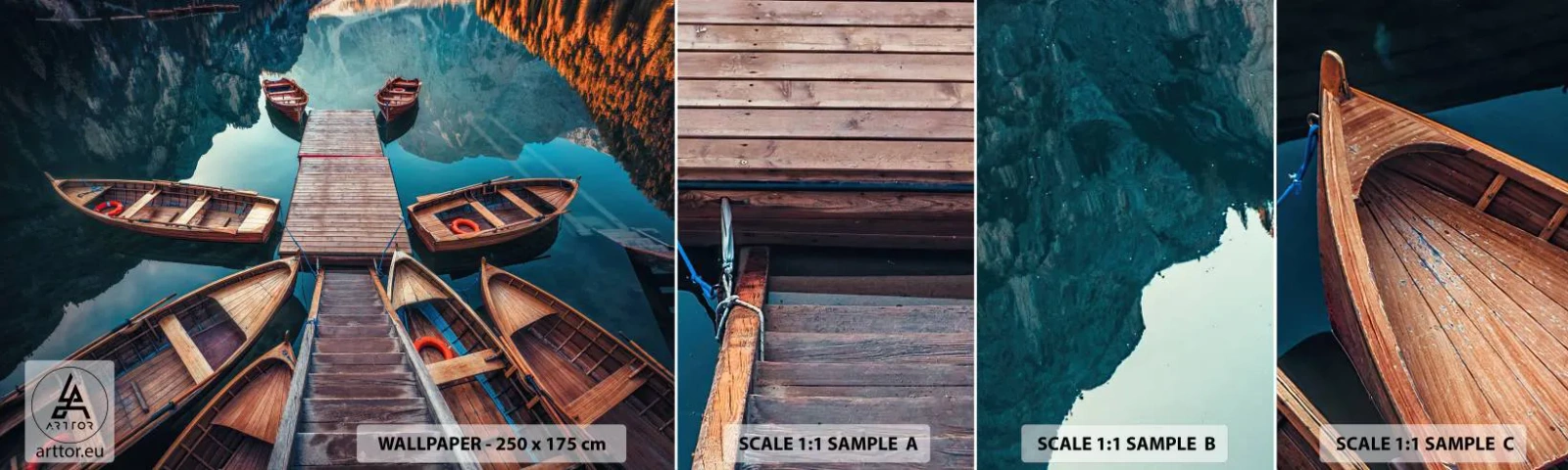 Campione di Fotomurale Adesivo Deluxe Sticker - Aspetto sul molo - Paesaggio, Lago, Tirolo - 100x30 cm