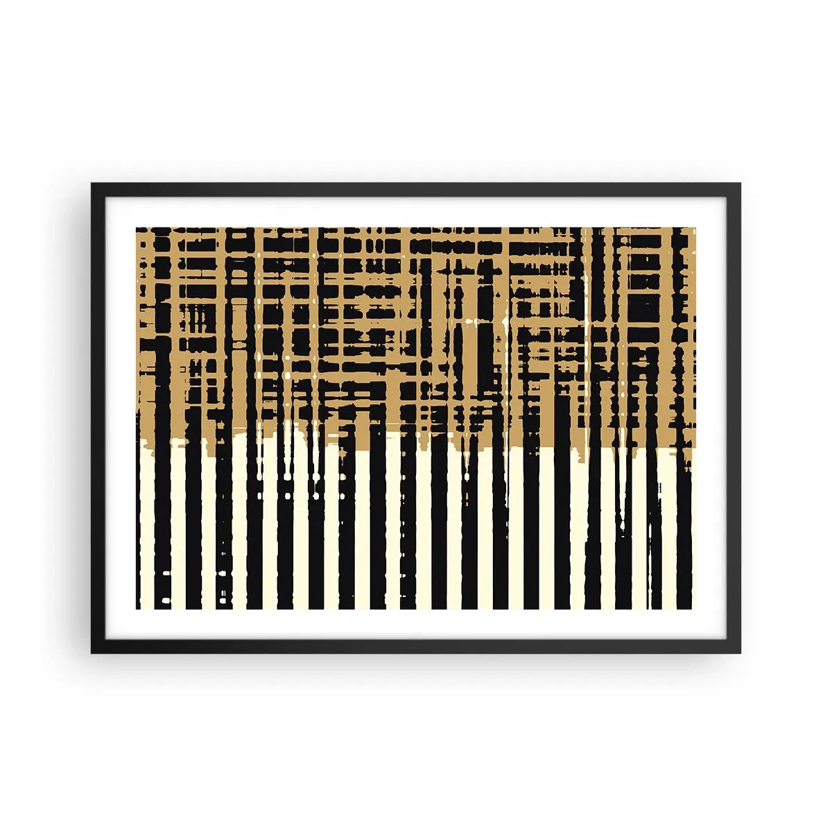 Poster in cornice nera - Linee astratte in nero, beige e bianco - 70x50cm - Astrazione architettonica - Decorazione murale moderna per soggiorno e camera da letto ARTTOR