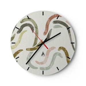 Orologio da parete - Orologio in Vetro - Pennellate organiche nei toni della terra - 30x30cm - La danza gioiosa dell'astrazione - Decorazione murale moderna per soggiorno, cucina e camera da letto ARTTOR