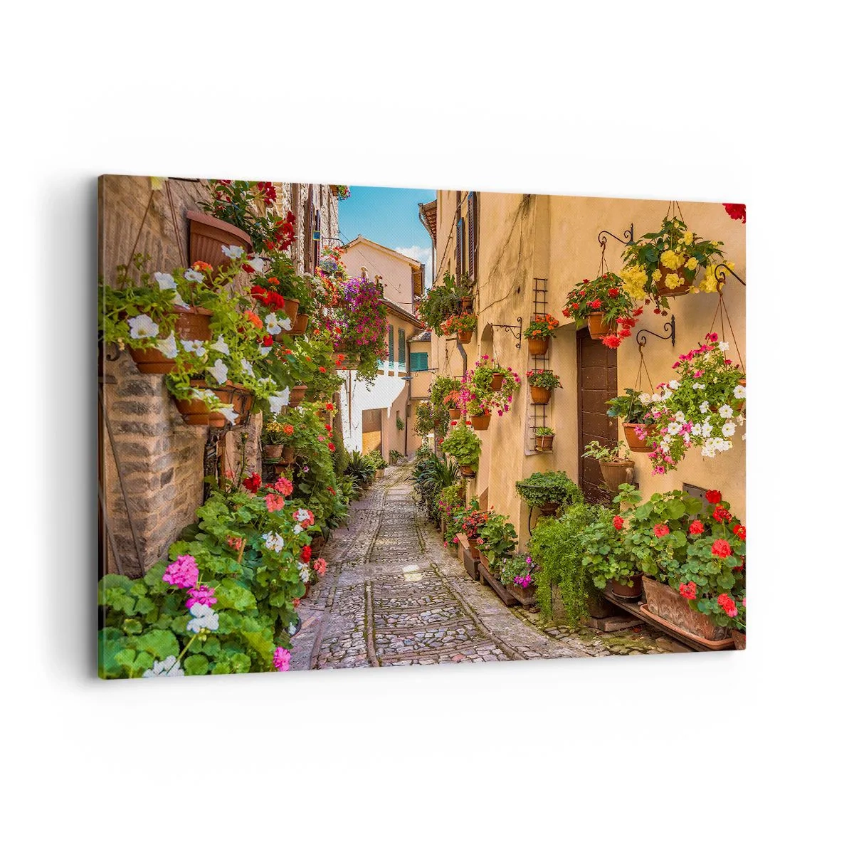 Quadro su tela - Stampe su Tela - Una strada affascinante piena di fiori e vasi di fiori - 120x80cm - Angolo italiano - Decorazione murale moderna per soggiorno e camera da letto ARTTOR