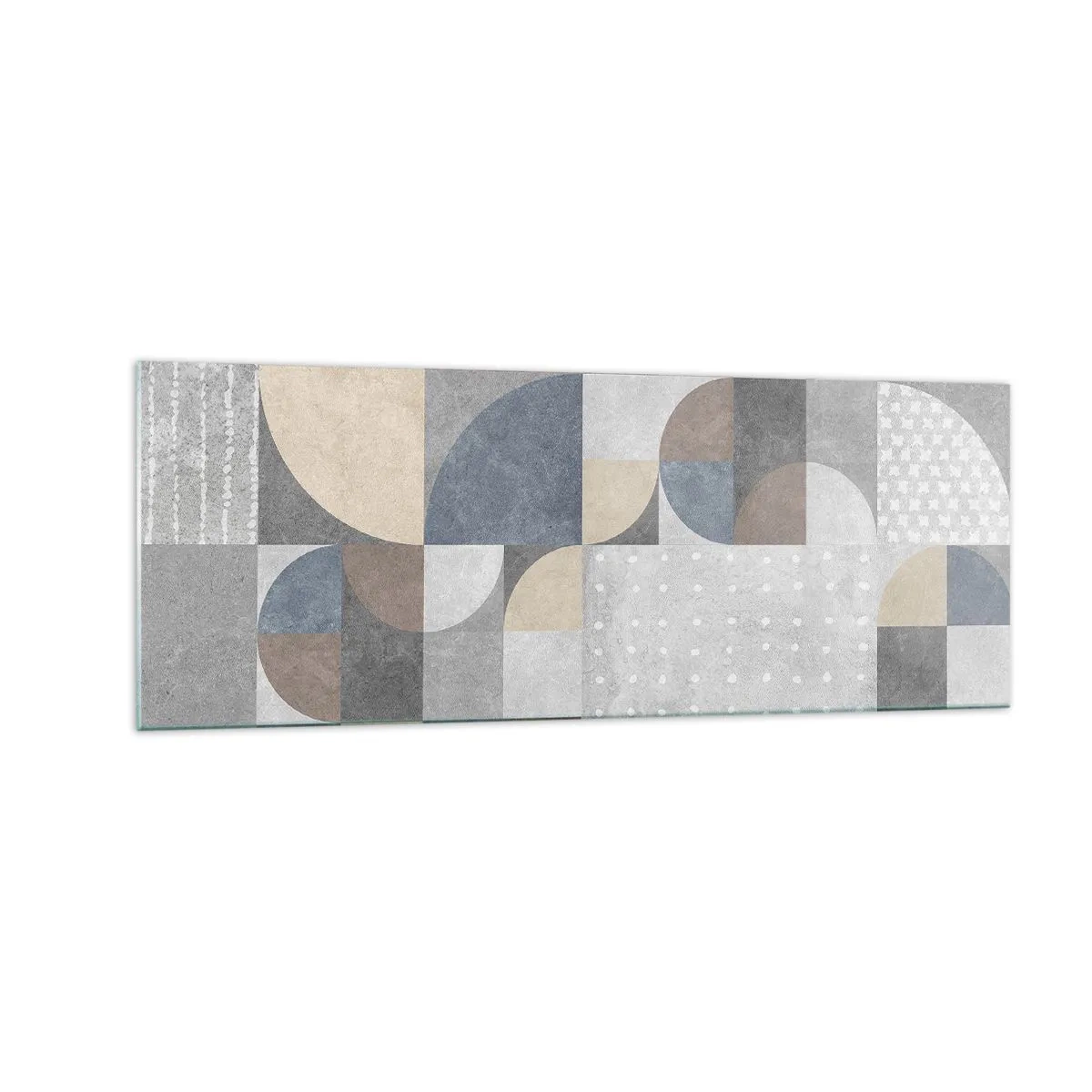 Quadro su vetro - Motivo geometrico in tonalità pastello - 140x50cm - Fantasia di ceramica - Decorazione murale moderna per soggiorno e camera da letto ARTTOR