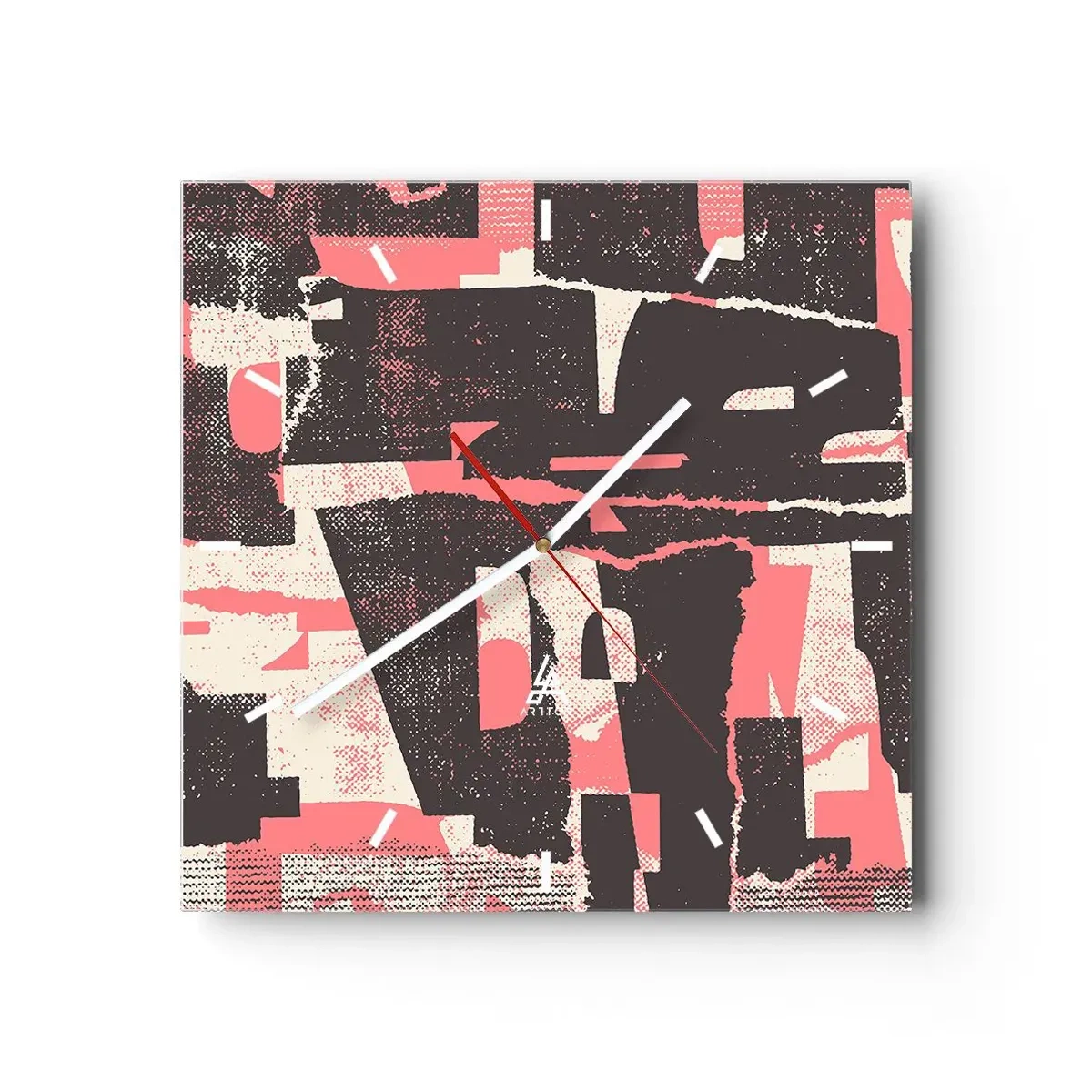 Orologio da parete - Orologio in Vetro - Una composizione astratta nei toni del rosa e del marrone. - 30x30cm - Tutto il rumore - Decorazione murale moderna per soggiorno e camera da letto ARTTOR