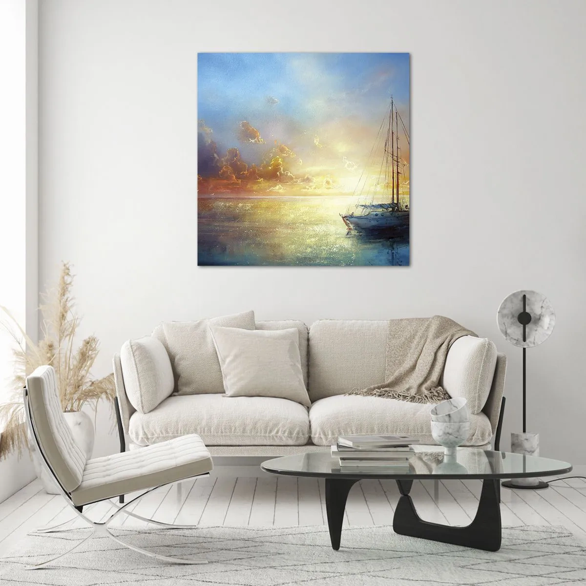 Quadro su vetro - Nella baia dorata - 40x40 cm