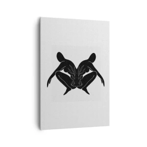 Quadro su tela - Stampe su Tela - Sagome nere in posizione simmetrica su sfondo bianco - 70x100cm - Anima comune - Decorazione murale moderna per soggiorno e camera da letto ARTTOR