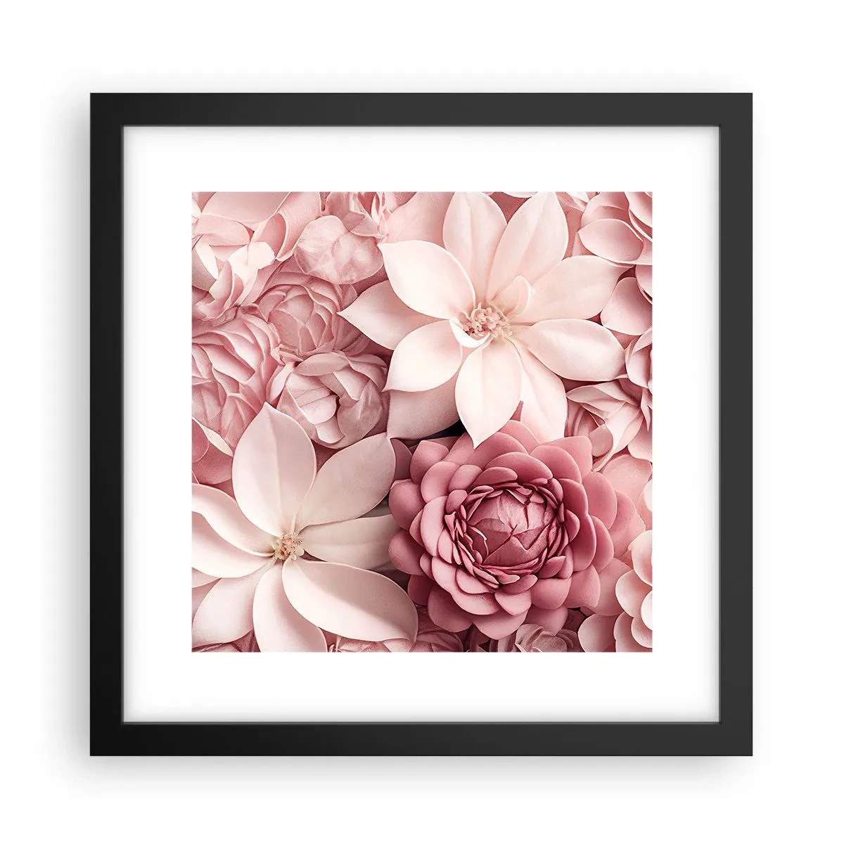 Poster in cornice nera - Nei petali di rosa - 30x30 cm